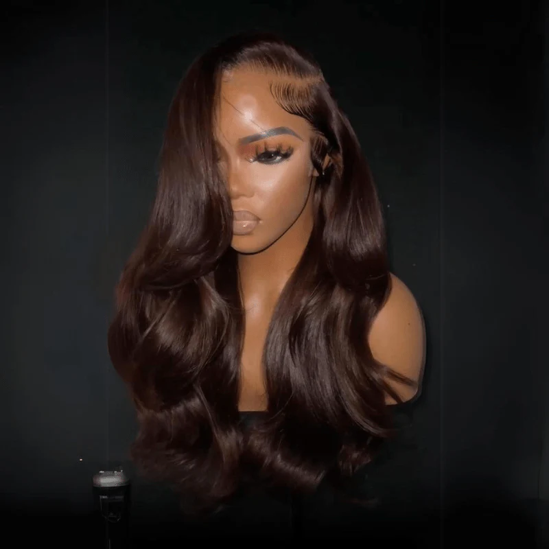 13x4 Brown Body Wave Lace Front Wig HD Lace Frontal Wig Chocolate Brown Colored Human Hair Wigs - Image 2