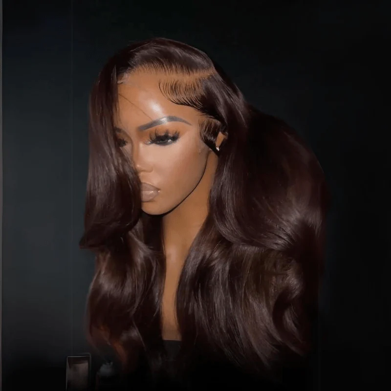 13x4 Brown Body Wave Lace Front Wig HD Lace Frontal Wig Chocolate Brown Colored Human Hair Wigs - Image 3