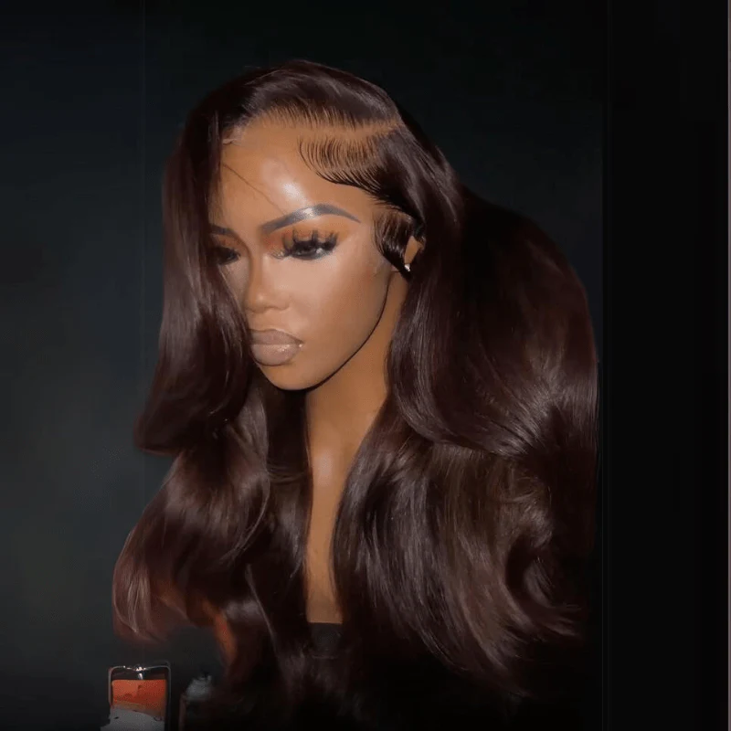 13x4 Brown Body Wave Lace Front Wig HD Lace Frontal Wig Chocolate Brown Colored Human Hair Wigs - Image 4