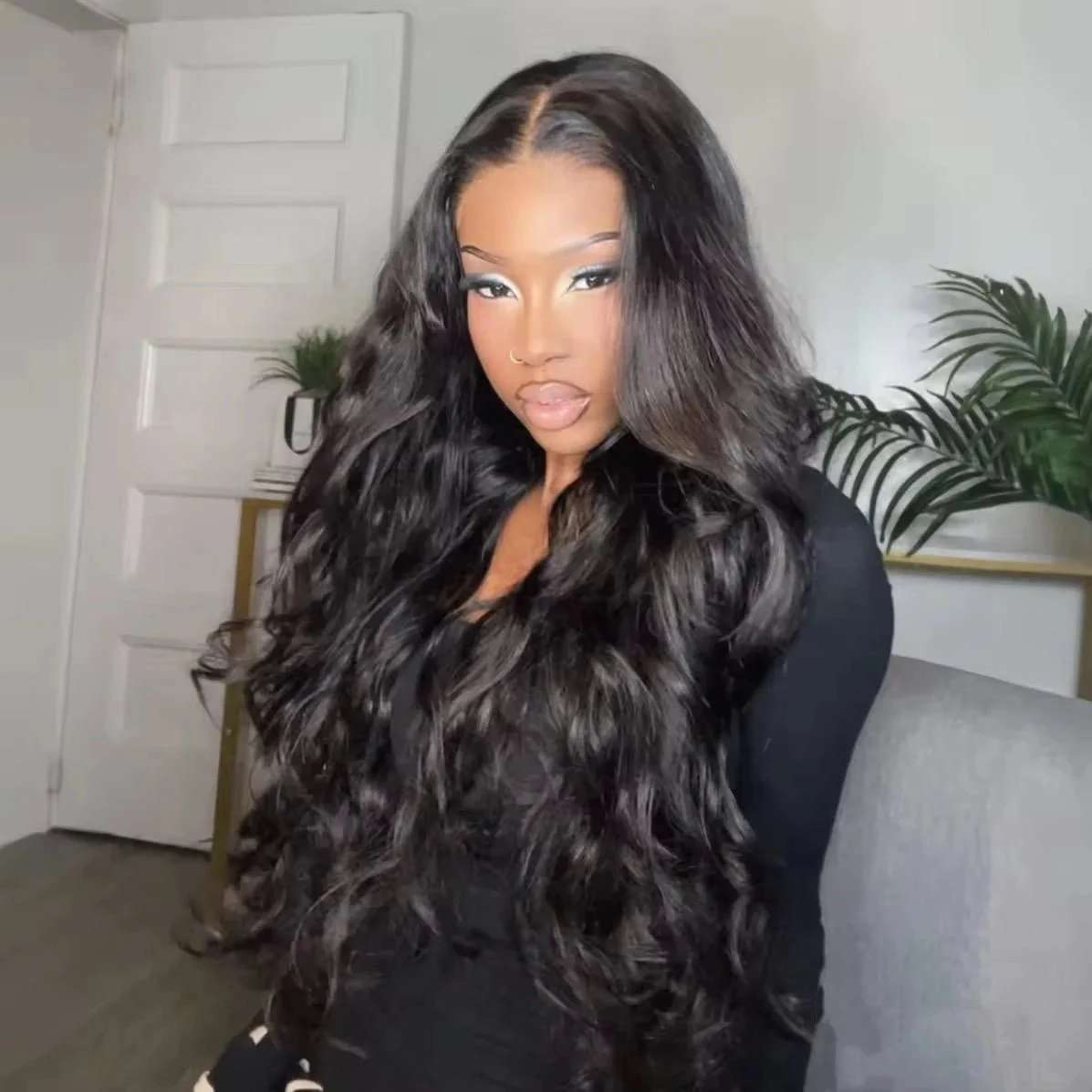 13x4 Lace Loose Body Wave Human Hair Wigs Ocean Wave Lace Front Wigs with Curtain Bangs Full 250% Density Daily Deal - Image 4