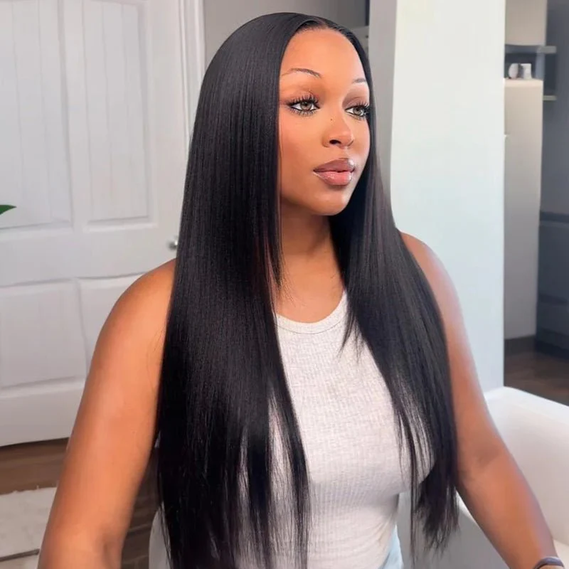 13x4 Pre Everything Yaki Straight Lace Frontal Put On And Go Invisi Drawstring Human Hair Wig Daily Deal - Image 3