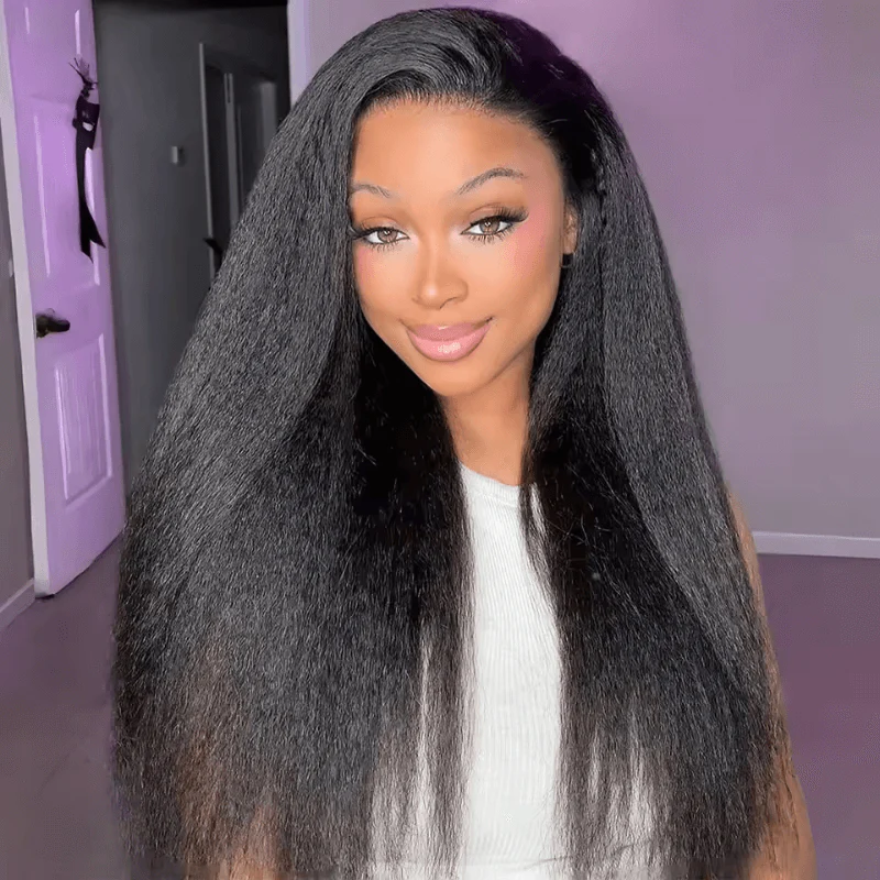13x4 Pre Everything Yaki Straight Lace Frontal Put On And Go Invisi Drawstring Human Hair Wig Daily Deal - Image 5