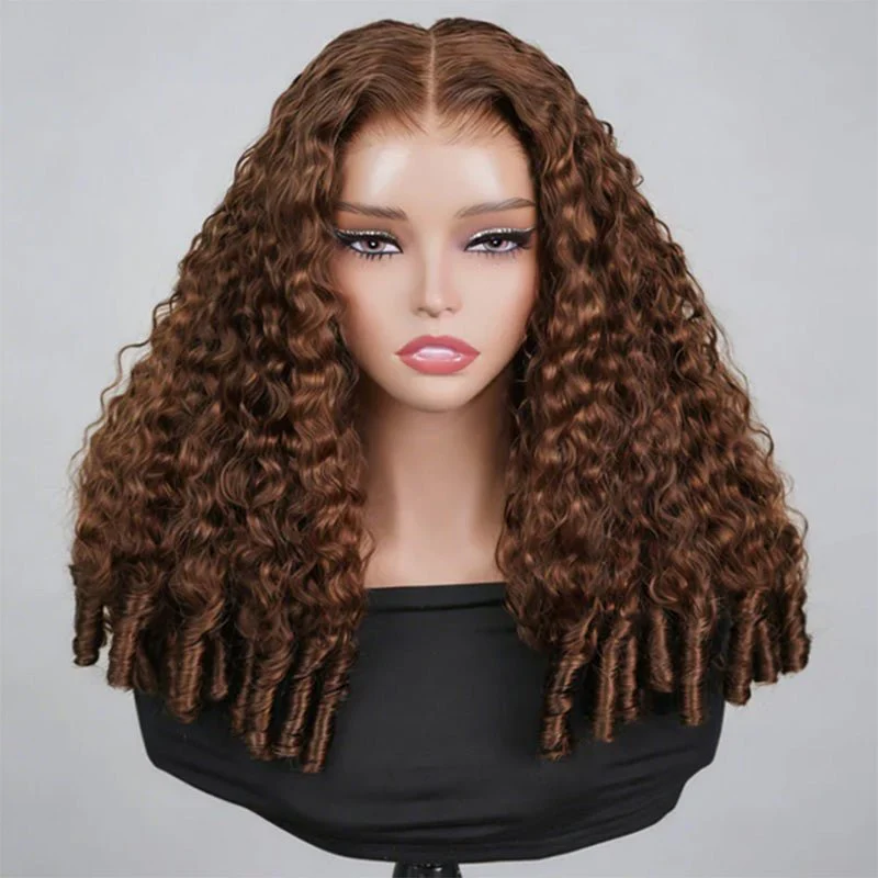 13x4 Wear Go Chocolate Brown Burmese Curly Glueless Wig Lace Front Wig - Image 3