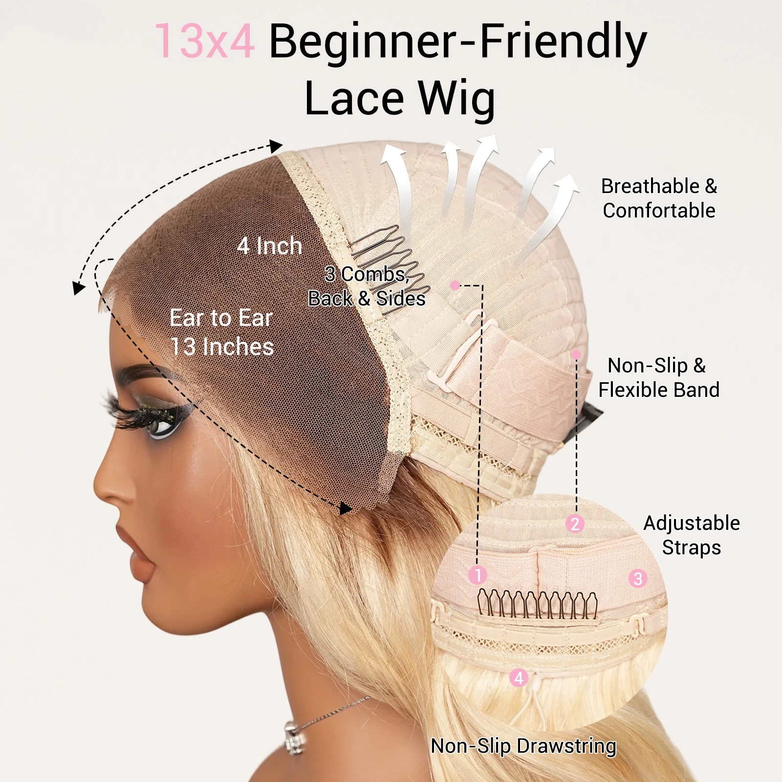 Highlight Ash Blonde Human Hair Wig Straight 13x4 Lace Front Ash Blonde Wig with Dark Roots Pre Plucked - Image 8