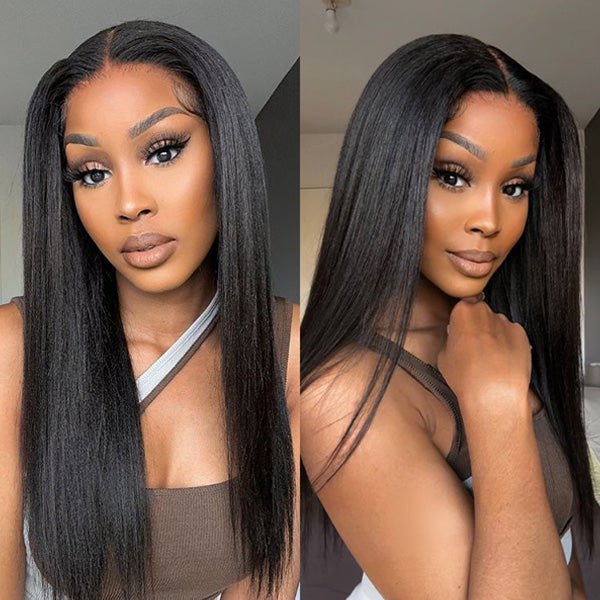 13x6/13x4 Silky Press Yaki Straight Hair Lace Frontal Wig Natural Hairline Subscriber Exclusive Flash Sale - Image 3