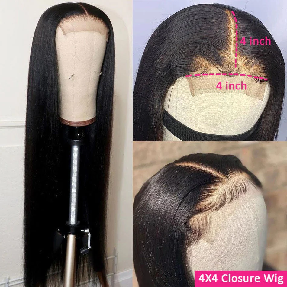4x4 HD Transparent Lace Closure Wigs Long Straight Hair 100% Virgin Human Hair Wigs-Geeta Hair - Image 4