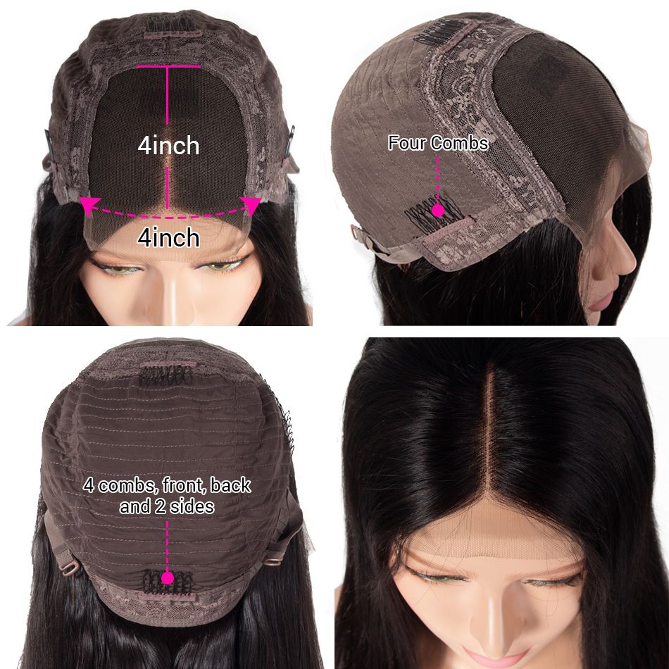 4x4 HD Transparent Lace Closure Wigs Long Straight Hair 100% Virgin Human Hair Wigs-Geeta Hair - Image 6