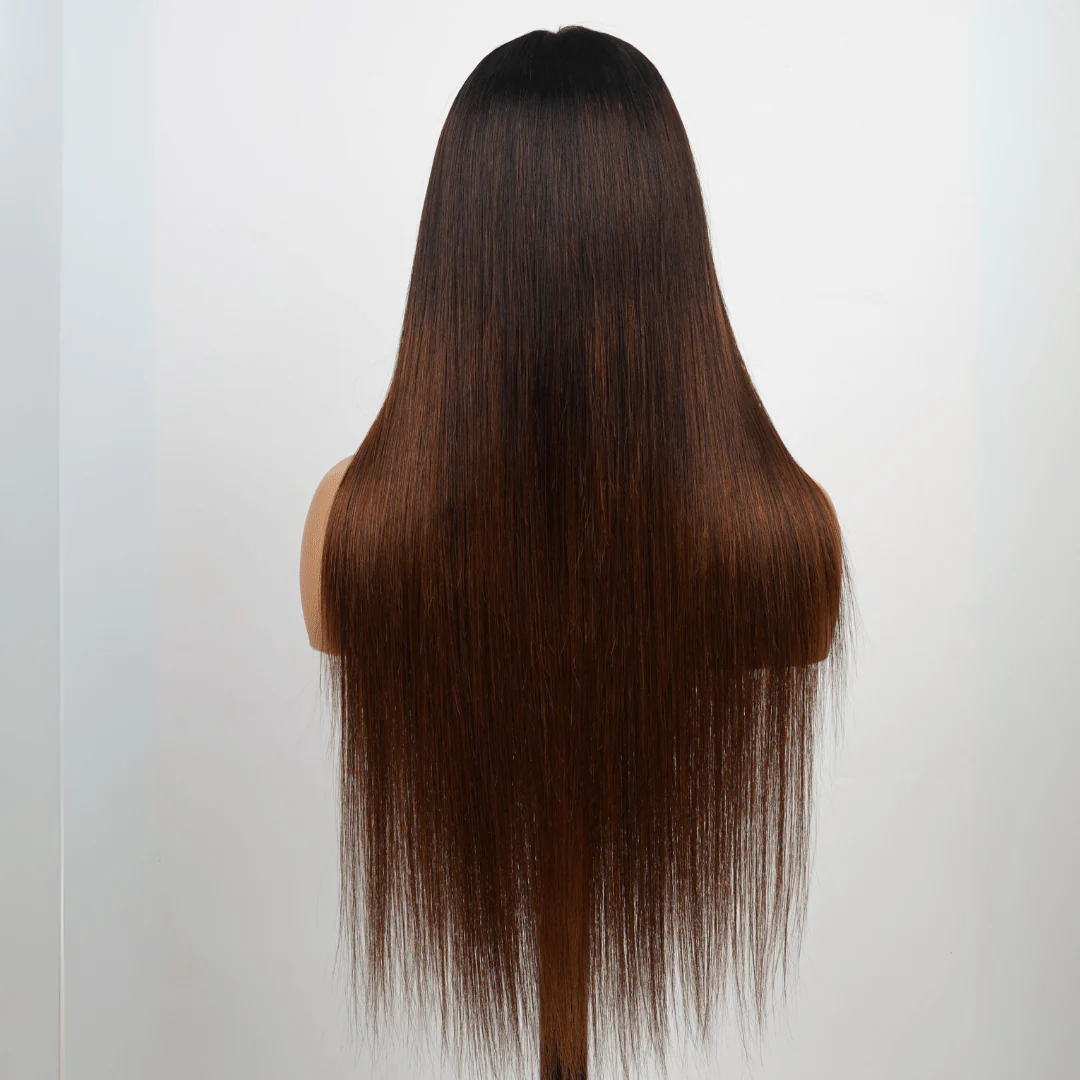 Brown Straight Glueless Wigs T1B/2/4 Ombre 13X4 Lace Front Wig Human Hair Pre Plucked - Image 3