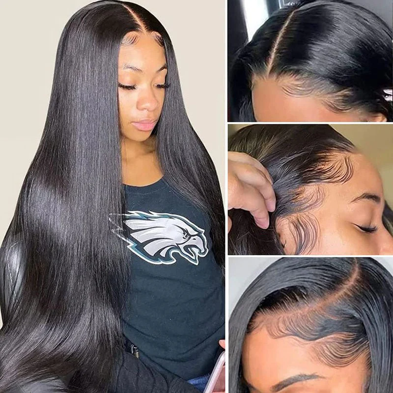 Geeta Long Straight 13x4 HD Lace Front Wig Pre Plucked Natural Hairline 100% Virgin Human Hair Wigs - Image 3