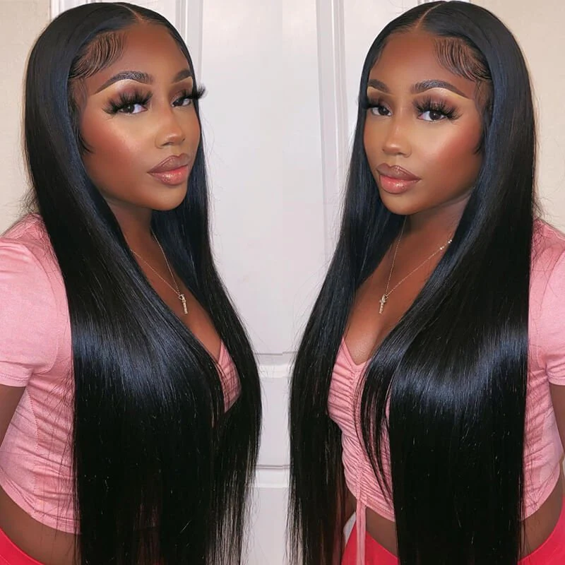 Geeta Long Straight 13x4 HD Lace Front Wig Pre Plucked Natural Hairline 100% Virgin Human Hair Wigs - Image 2