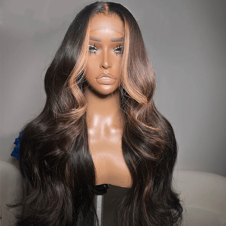 Queen's Day Sale Money Piece Brown Body Wave HD Lace Front Wigs Glueless Skunk Stripe Color Human Hair Wigs-GeetaHair - Image 6