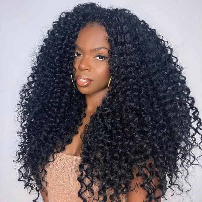 250% Density Full Curly Wave Lace Front Wigs 13x4 HD Lace Human Hair Wig - Image 3