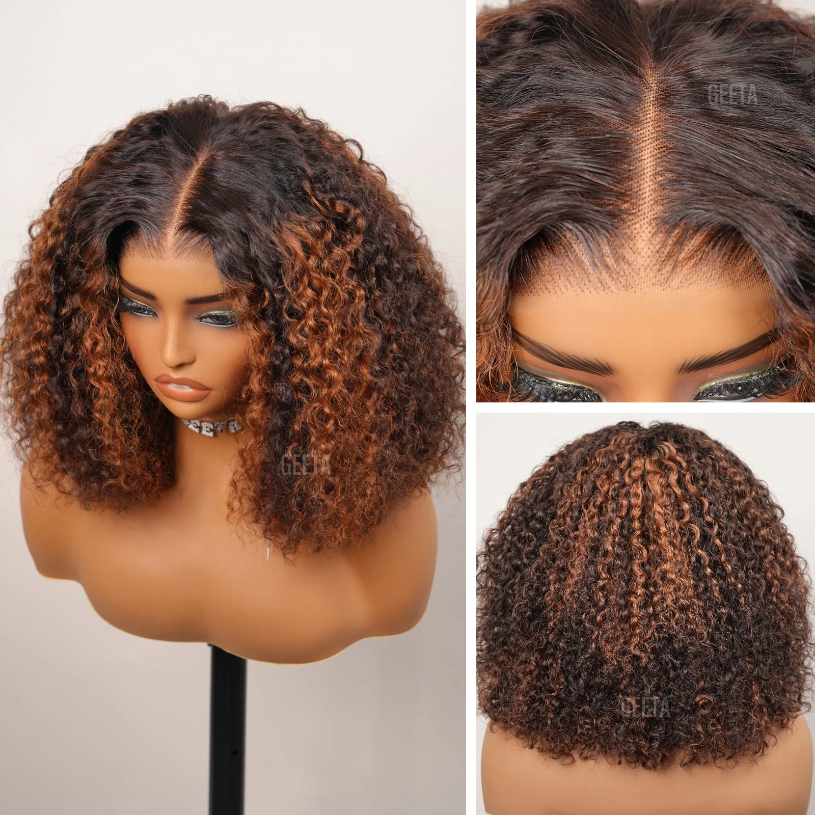 180% Density Kinky Curly 7x5 / 13x4 Lace Front Bob Wigs Glueless Human Hair Wig Flash Sale - Image 10
