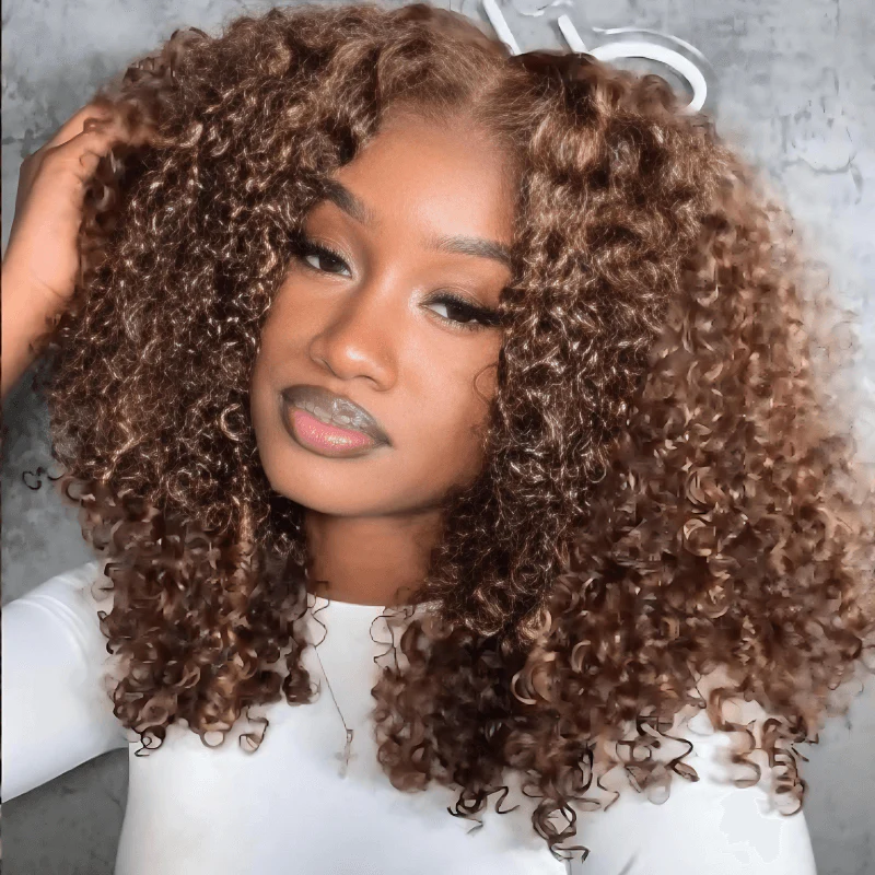 180% Density Kinky Curly 7x5 / 13x4 Lace Front Bob Wigs Glueless Human Hair Wig Flash Sale - Image 4