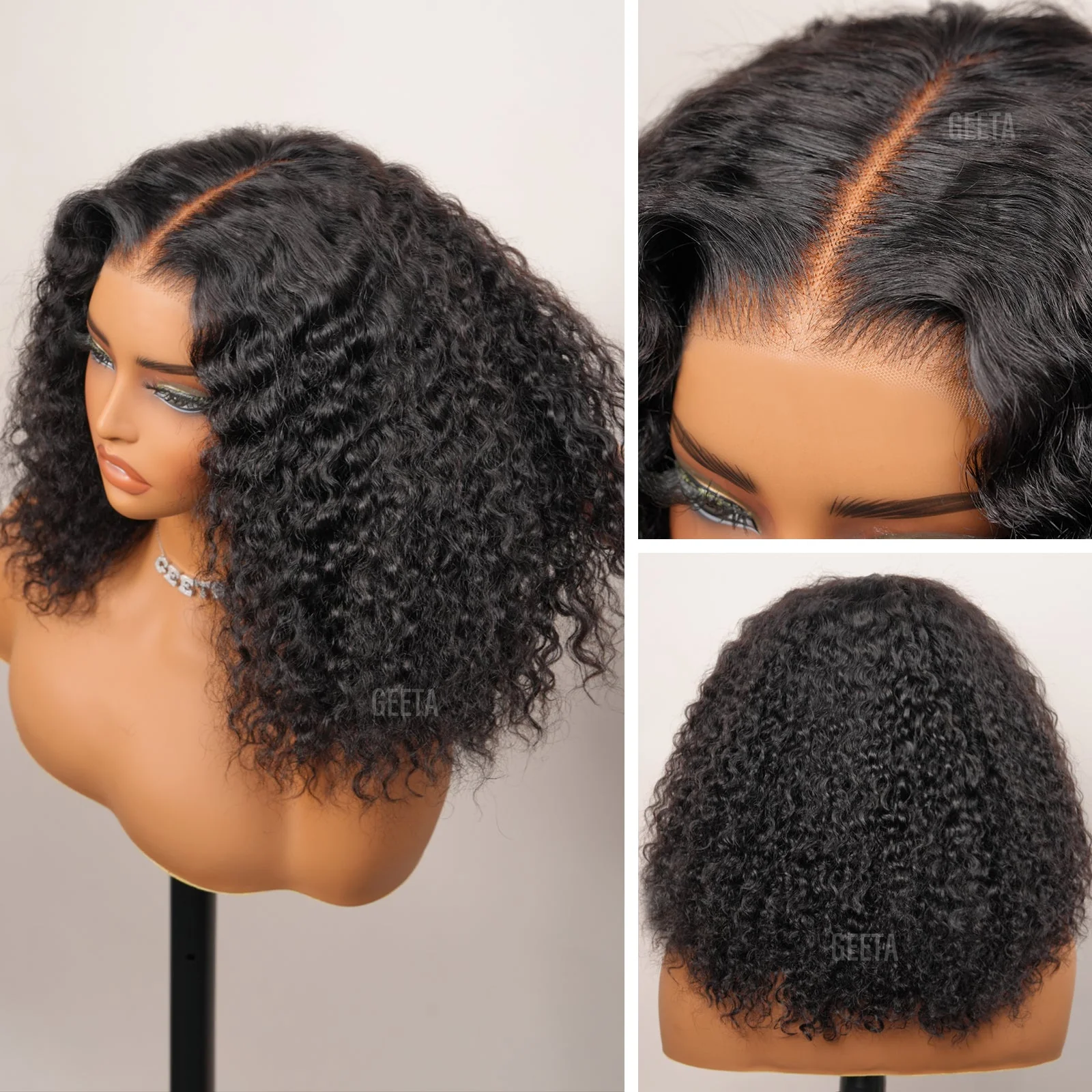 180% Density Kinky Curly 7x5 / 13x4 Lace Front Bob Wigs Glueless Human Hair Wig Flash Sale - Image 6