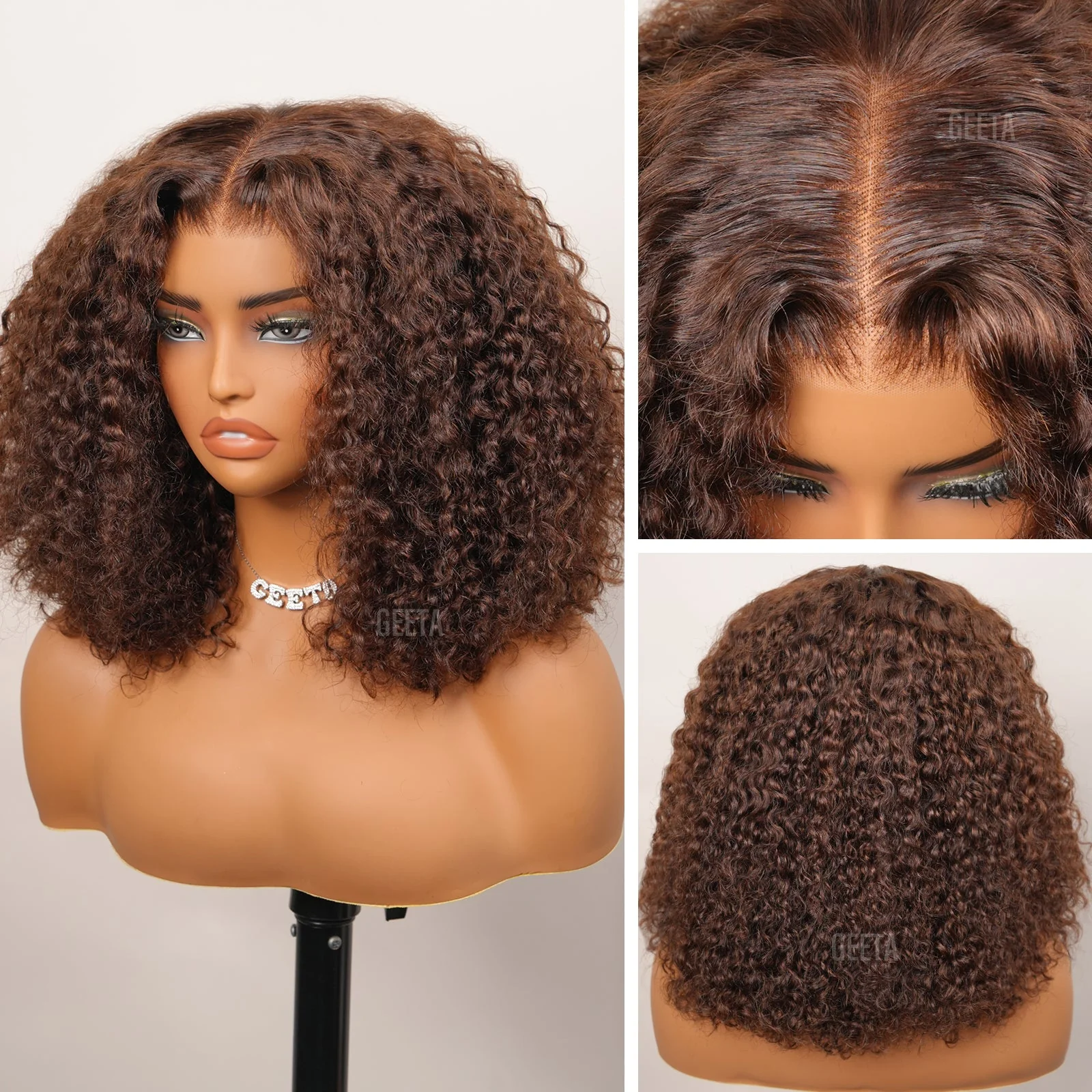 180% Density Kinky Curly 7x5 / 13x4 Lace Front Bob Wigs Glueless Human Hair Wig Flash Sale - Image 8