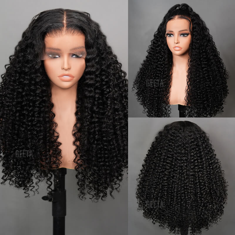 Deep Curly Glueless Transparent Lace Front Wig Pre Plucked Brazilian Human Hair Wig - Image 6