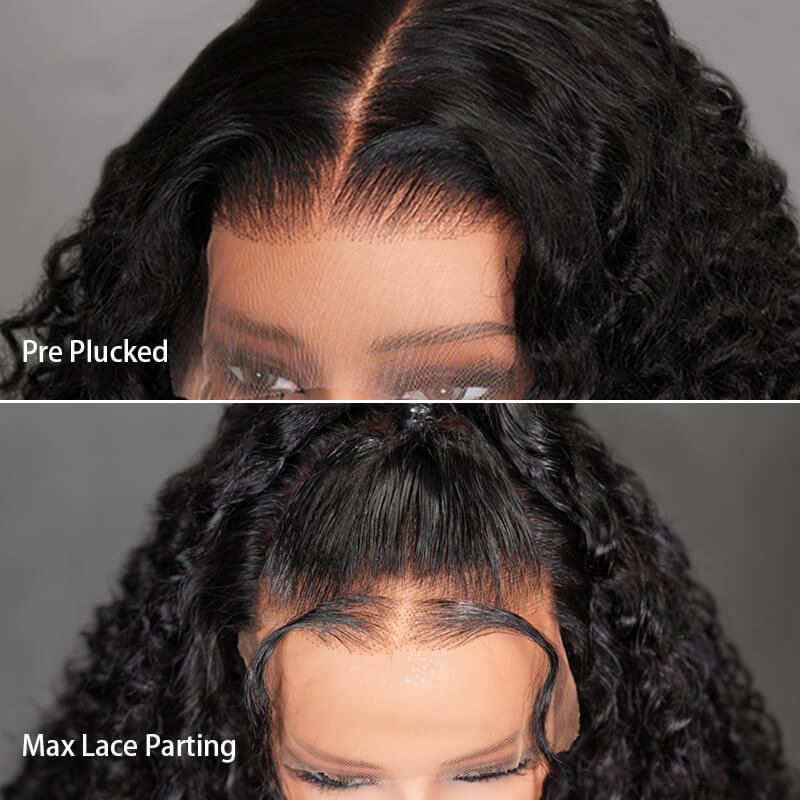 Deep Curly Glueless Transparent Lace Front Wig Pre Plucked Brazilian Human Hair Wig - Image 7