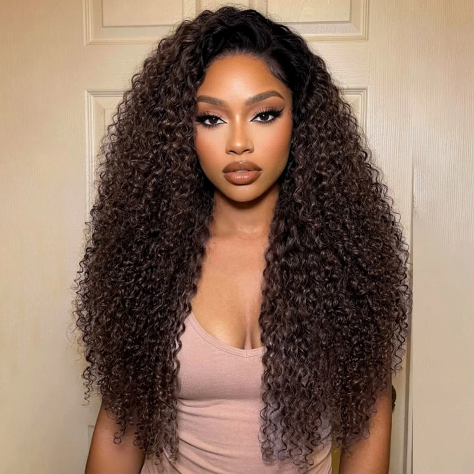 300% / 250% Density Put On And Go Glueless Spanish Curly 13x4 Lace Front Pre Plucked 100% Human Hair Wig Brand Day Flash Sale - Image 2