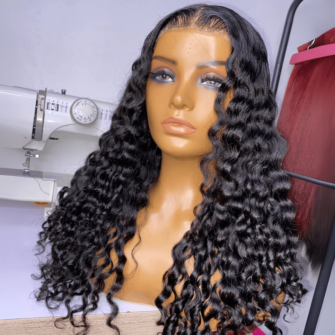 300% Density Deep Curly Glueless Wig Pre Cut 13x4 HD Lace Front Wig Pre Plucked Pre Bleached Lazy Girl Wigs - Image 2