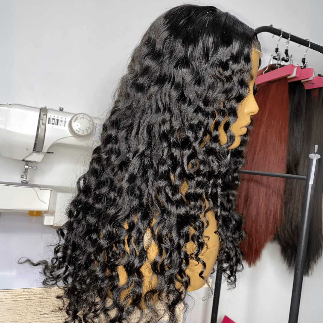 300% Density Deep Curly Glueless Wig Pre Cut 13x4 HD Lace Front Wig Pre Plucked Pre Bleached Lazy Girl Wigs - Image 4