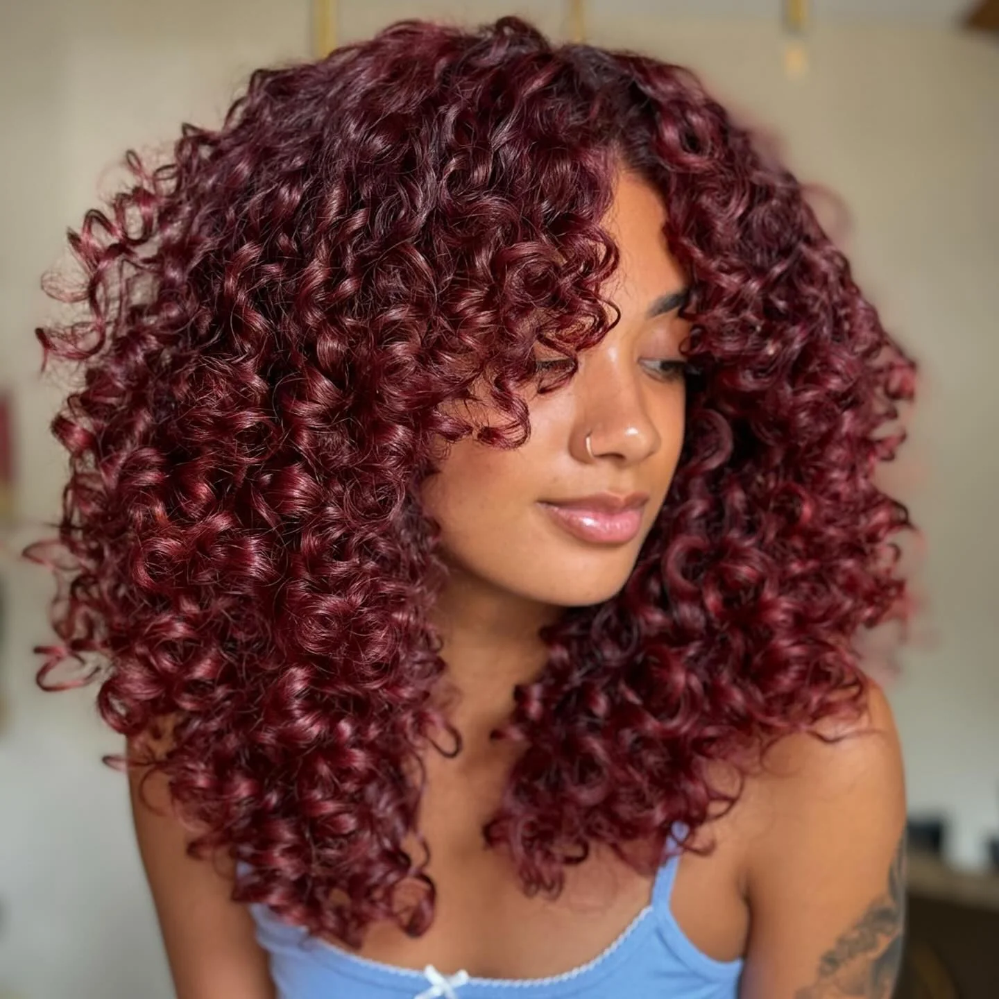 Geeta 300% Density Lazy Girl Glueless Wigs Ginger Brown Bouncy Wave 13x4 Lace Front Human Hair Wigs Brown Black Hair Root Curly Wig With Bangs - Image 5