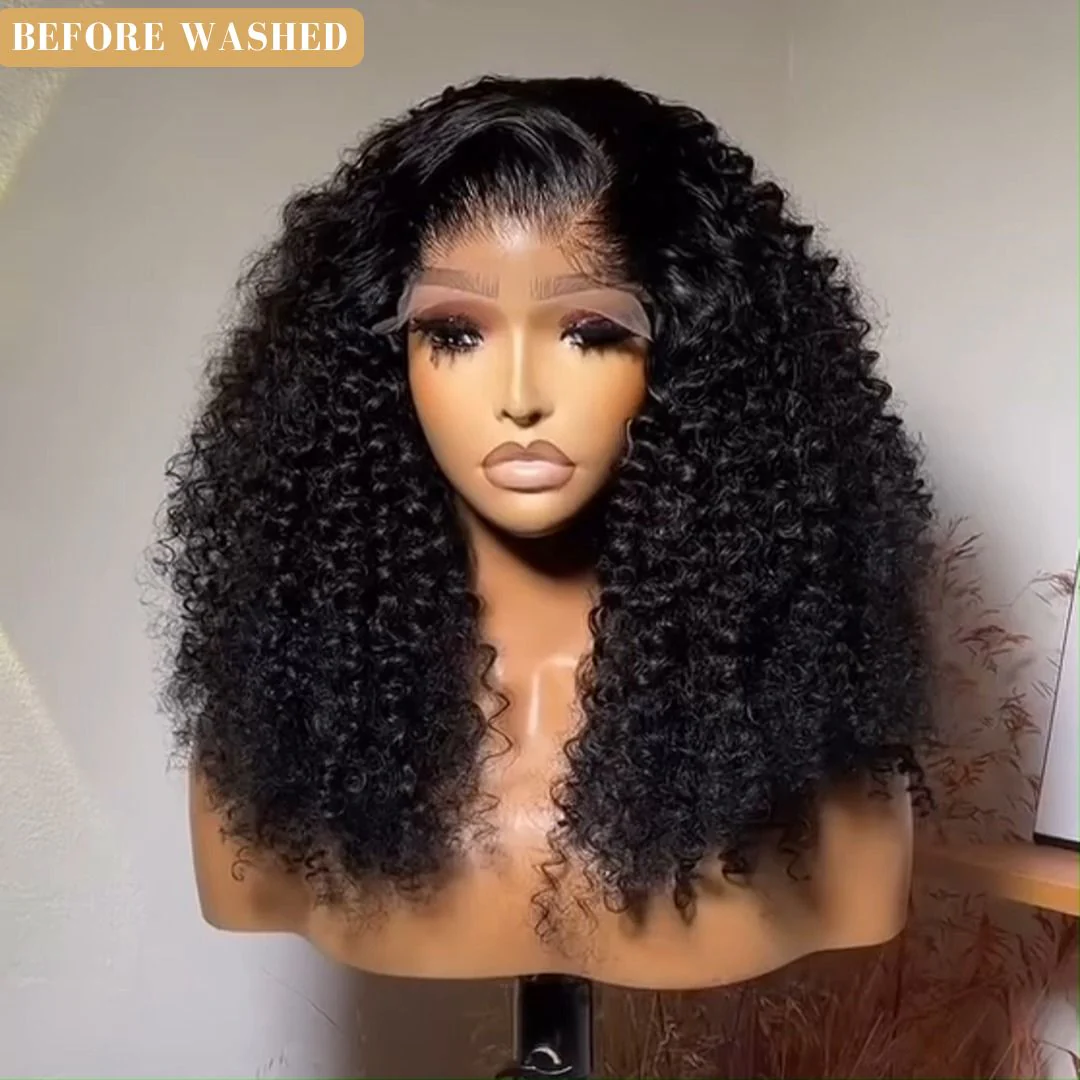 300% Density Raw Human Hair Wigs for Women 13x4 Curly Lace Frontal Wigs Pre Bleached knots Glueless Wigs - Image 3