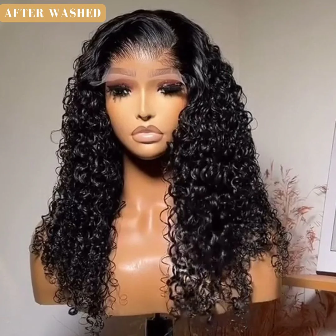 300% Density Raw Human Hair Wigs for Women 13x4 Curly Lace Frontal Wigs Pre Bleached knots Glueless Wigs - Image 4
