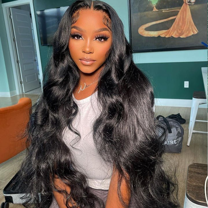 Geeta Black Hair Body Wave Lace Front Wig Super Long Length Human Hair Wigs For Women