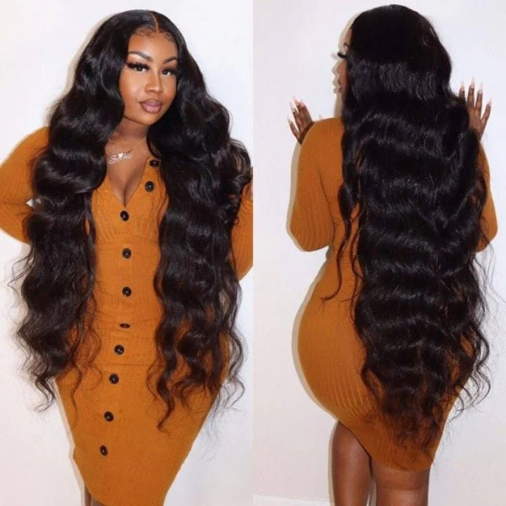 Geeta Black Hair Body Wave Lace Front Wig Super Long Length Human Hair Wigs For Women - Image 3