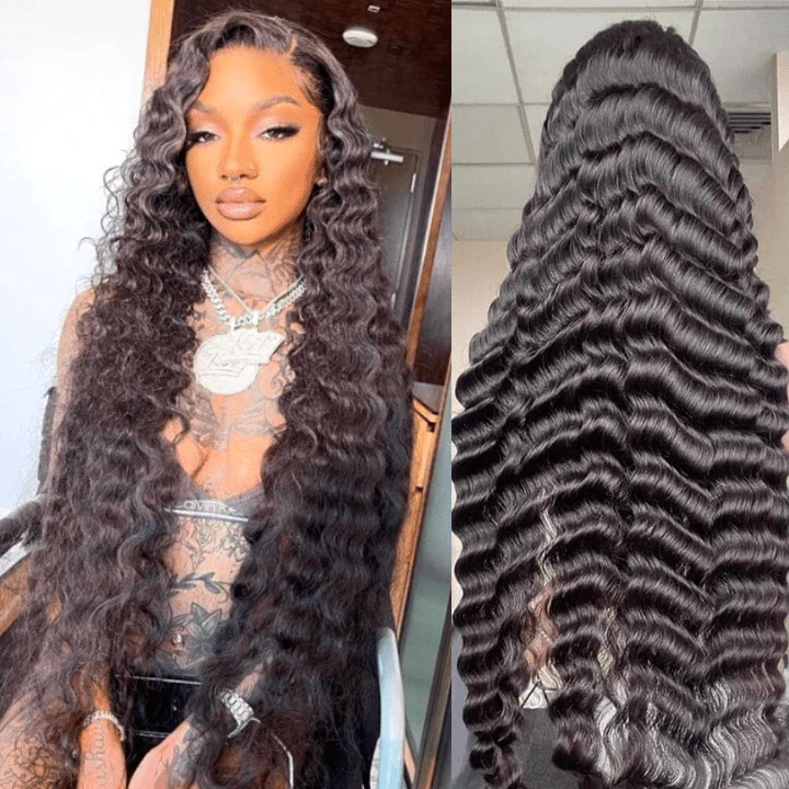 Geeta Black Hair Loose Deep Wave Lace Front Wig Super Long Length Human Hair Wigs For Women - Image 2