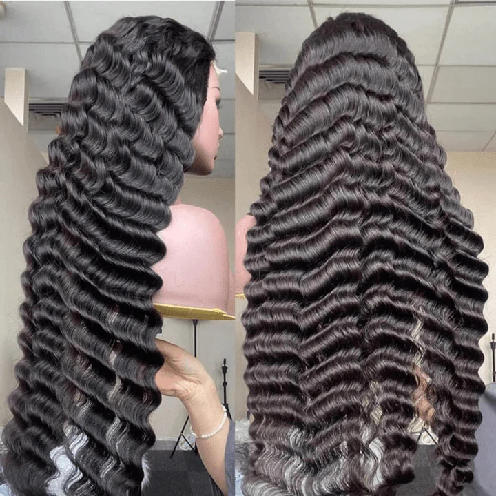 Geeta Black Hair Loose Deep Wave Lace Front Wig Super Long Length Human Hair Wigs For Women - Image 3