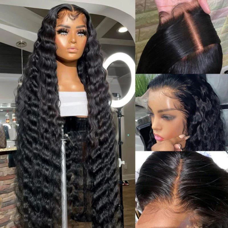 Geeta Black Hair Loose Deep Wave Lace Front Wig Super Long Length Human Hair Wigs For Women - Image 4