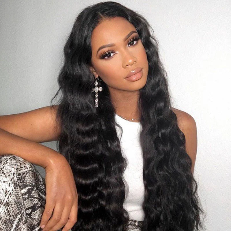 Geeta Black Hair Loose Deep Wave Lace Front Wig Super Long Length Human Hair Wigs For Women - Image 5