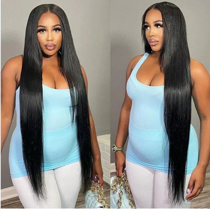 Geeta Black Hair Straight Lace Front Wig Super Long Length Human Hair Wigs For Women - Image 5