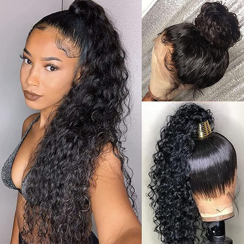 Water Wave Invisi Strap 360 Transparent Lace Front Snug Fit Human Hair Wigs Pre Bleached Knots For Black Women - Image 3