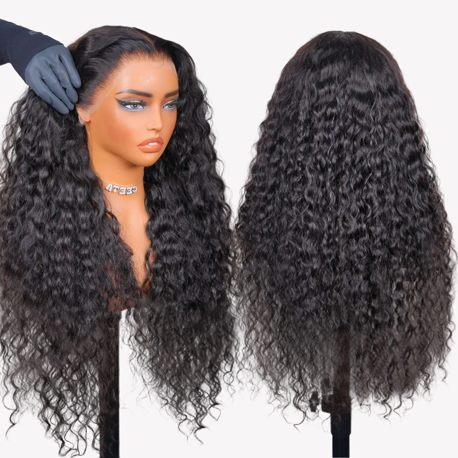 Water Wave Invisi Strap 360 Transparent Lace Front Snug Fit Human Hair Wigs Pre Bleached Knots For Black Women - Image 5
