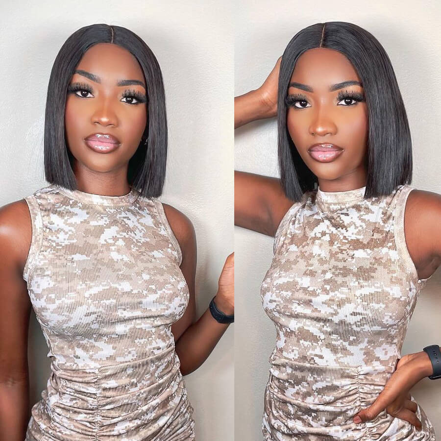 Tiktoker Same Wig Flash Sale: 4x4 Wear And Go & Glueless Straight Human Hair Bob Wig - Image 3