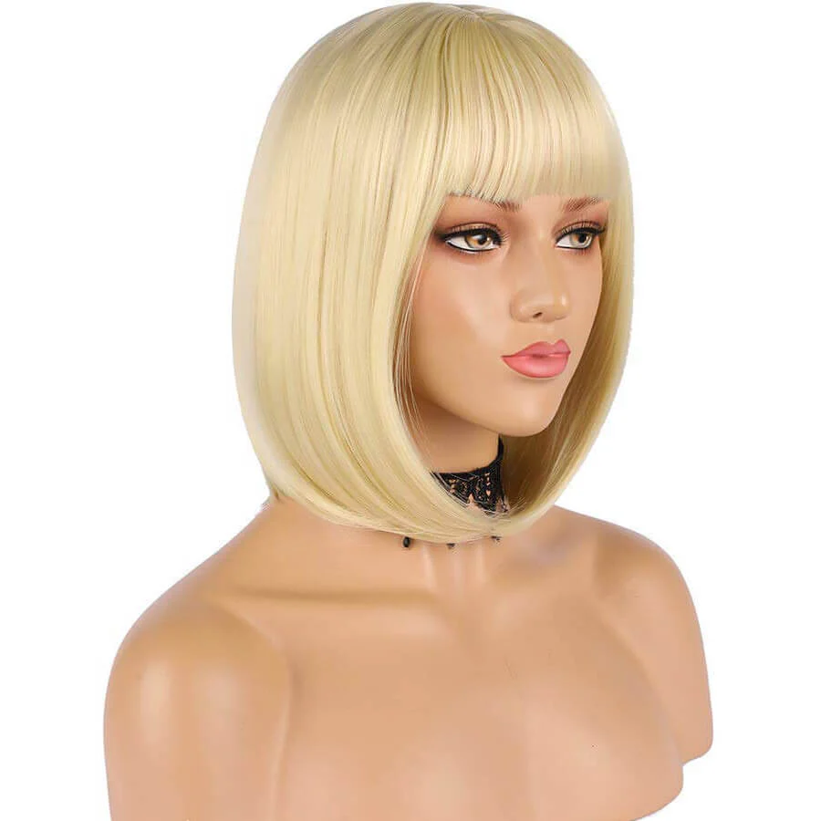 Natural Straight Hair 613 Blonde Bob Wig With Bangs 100% Human Hair Wig -Geeta Hair - Image 5