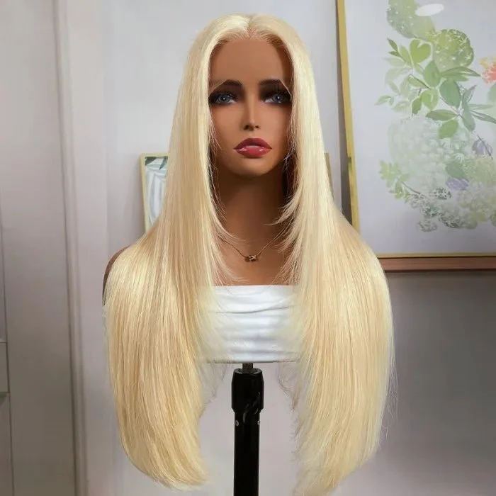 613 Hair 13x4/4x4 Hd Transparent Layered Straight Wig Blonde Butterfly Haircut Human Hair Wigs - Image 4