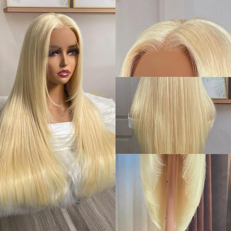 613 Hair 13x4/4x4 Hd Transparent Layered Straight Wig Blonde Butterfly Haircut Human Hair Wigs - Image 6