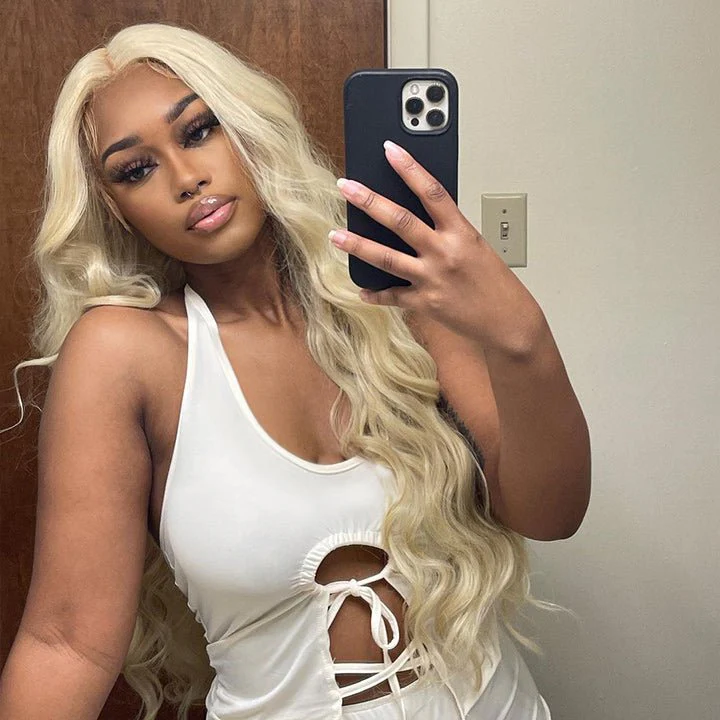 613 Hair Body Wave 5x5 Closure HD Lace Front Wig Blonde Pre Plucked Glueless Human Hair Wigs - Image 5