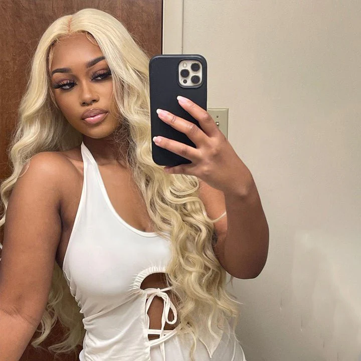613 Hair Body Wave 5x5 Closure HD Lace Front Wig Blonde Pre Plucked Glueless Human Hair Wigs - Image 6