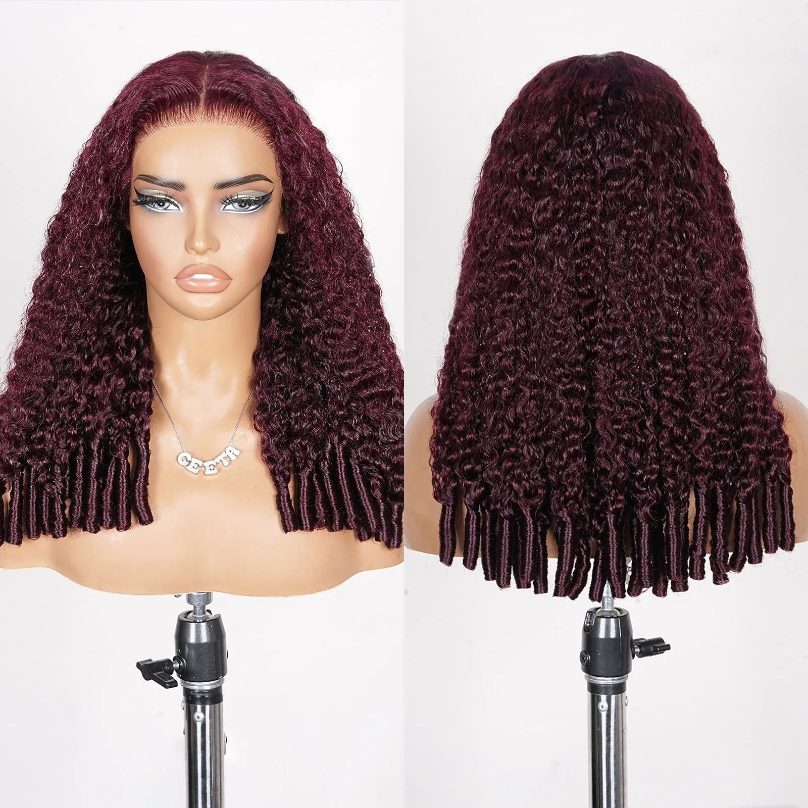 99J Burgundy Burmese Curly 13x4 Lace Front Colored Wig 100% Human Hair Wigs Curly Hair Flash Sale - Image 5