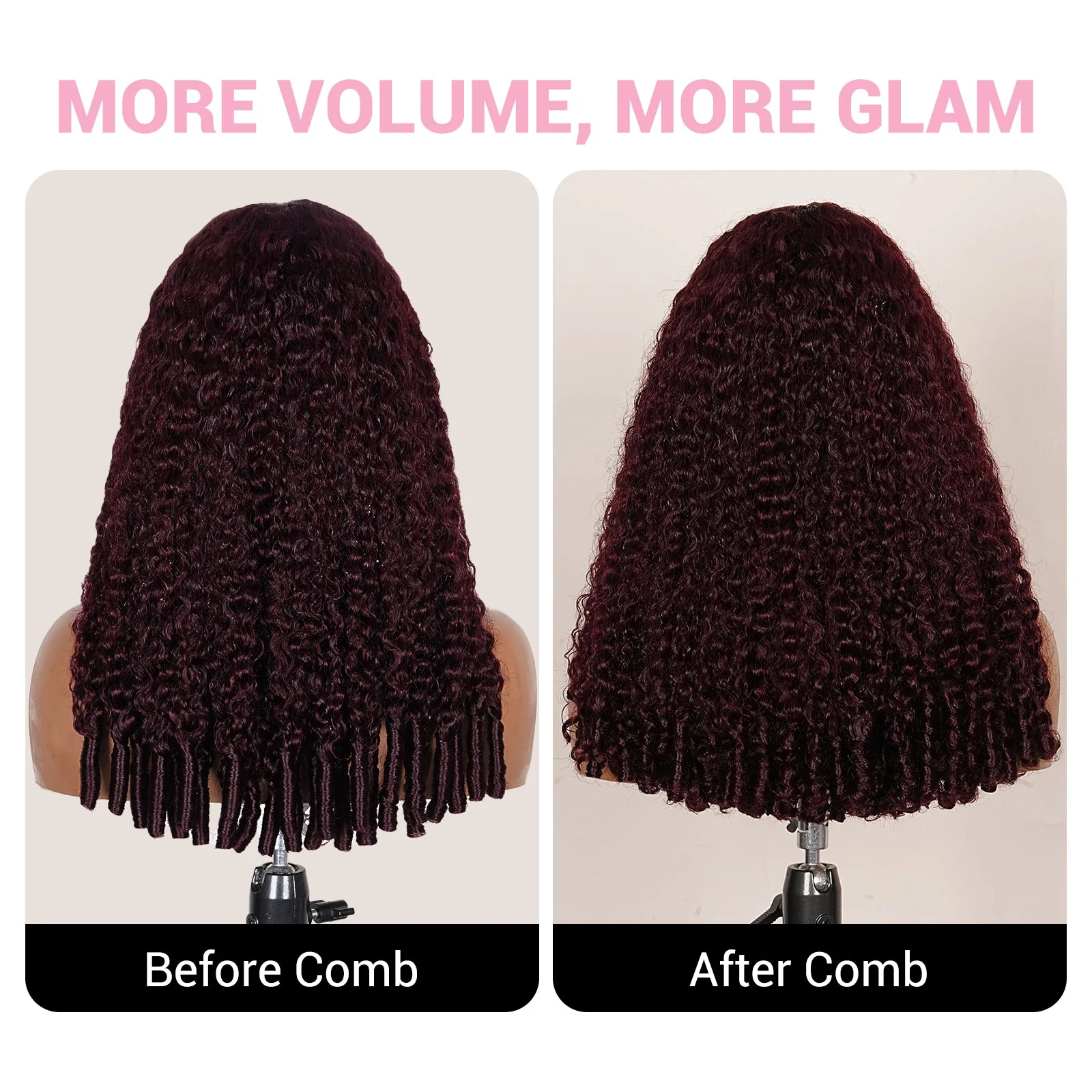 99J Burgundy Burmese Curly 13x4 Lace Front Colored Wig 100% Human Hair Wigs Curly Hair Flash Sale - Image 8