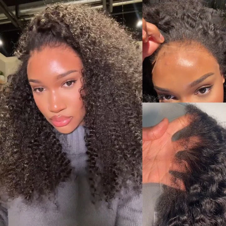 Afro Kinky Curly Type 4C Hairline Kinky Edge 13x4 HD Lace Front Wig 250% Density Flash Sale - Image 3