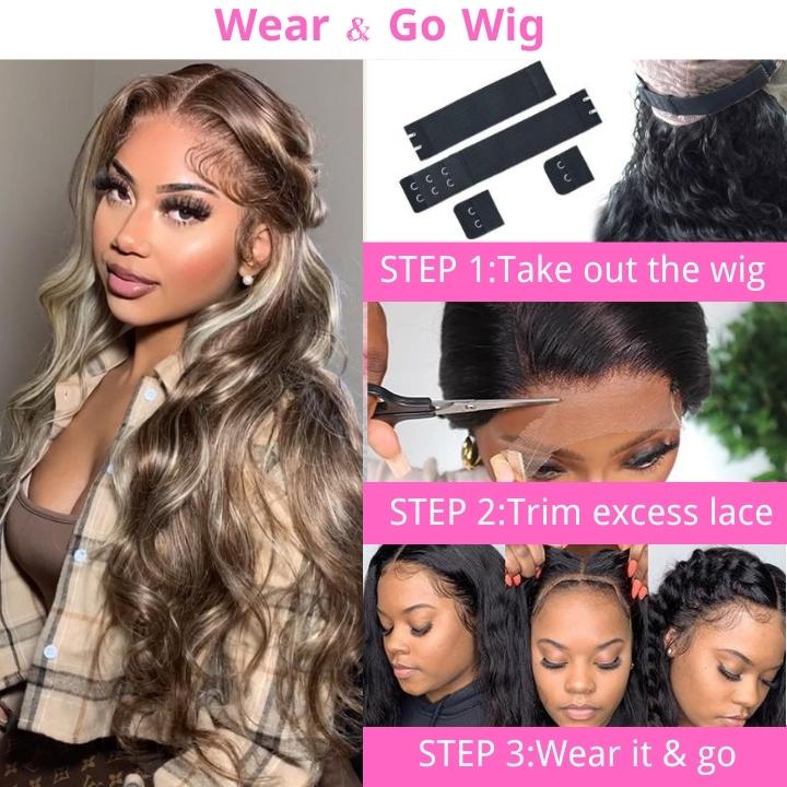 Ash Blonde Balayage Straight/Body Wave Lace Front Wig Tea Brown Colored Human Hair Wigs With Highlights - Image 6
