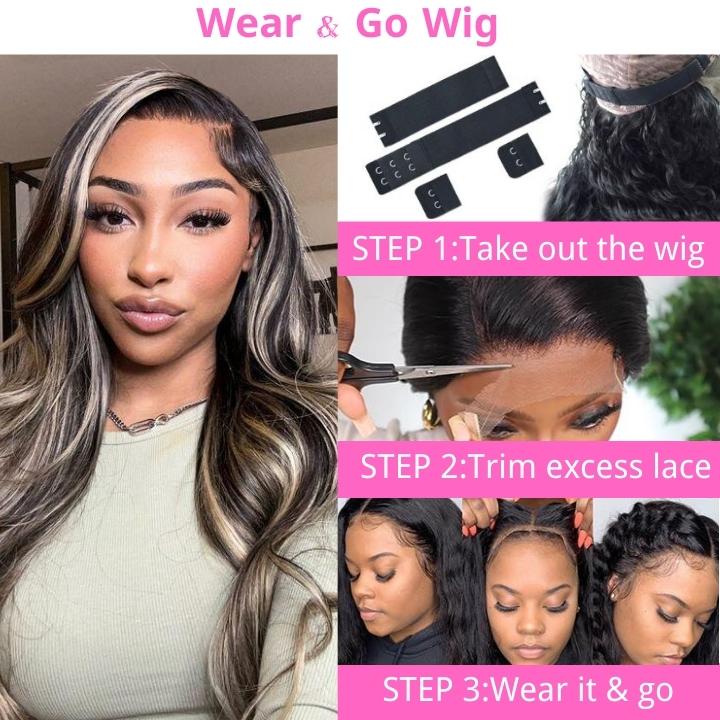 Balayage Body Wave 13x4/4x4 Lace Wig For Women Highlight Human Hair Wigs With Baby Hair - Image 4