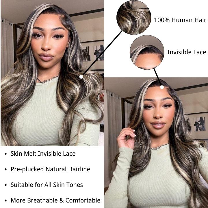 Balayage Body Wave 13x4/4x4 Lace Wig For Women Highlight Human Hair Wigs With Baby Hair - Image 5