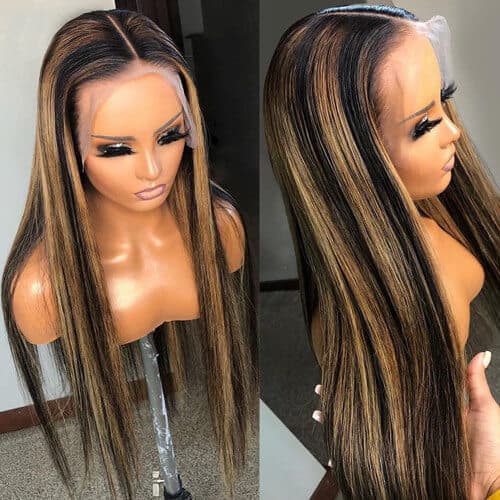 Balayage Straight Hair Honey Blonde 13x4/4x4 Lace Front Wig Face Frame Highlights Human Hair Wigs - Image 8